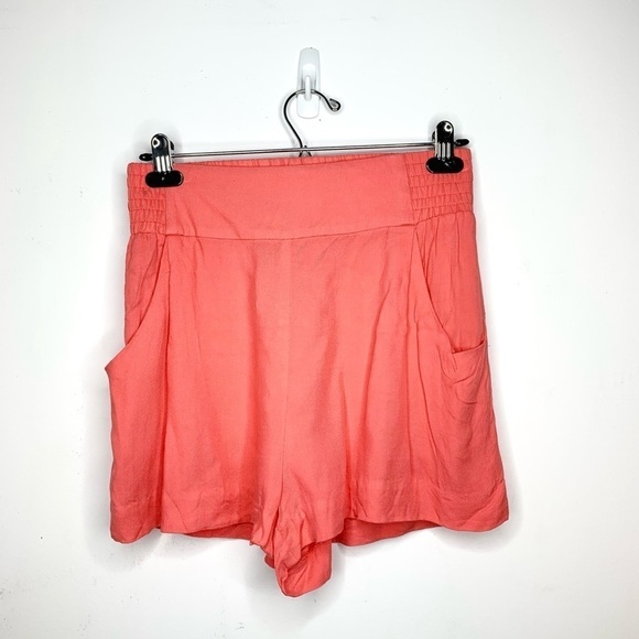 Aritzia Talula Shorts High Rise Waist elastic waistband Coral Pink Flowy Small - Picture 3 of 16